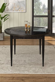 Hanah Home Mesa de Comedor Rox - Mármol Negro y Negro